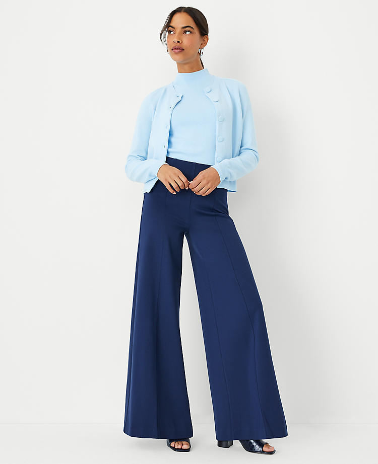 Anntaylor The Petite Side Zip Wide Leg Pant in Ponte