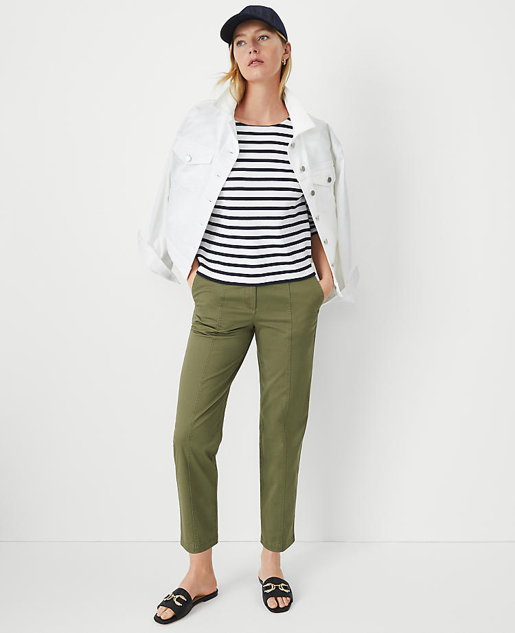 Anntaylor Petite AT Weekend Seamed High Rise Straight Ankle Pants in Chino