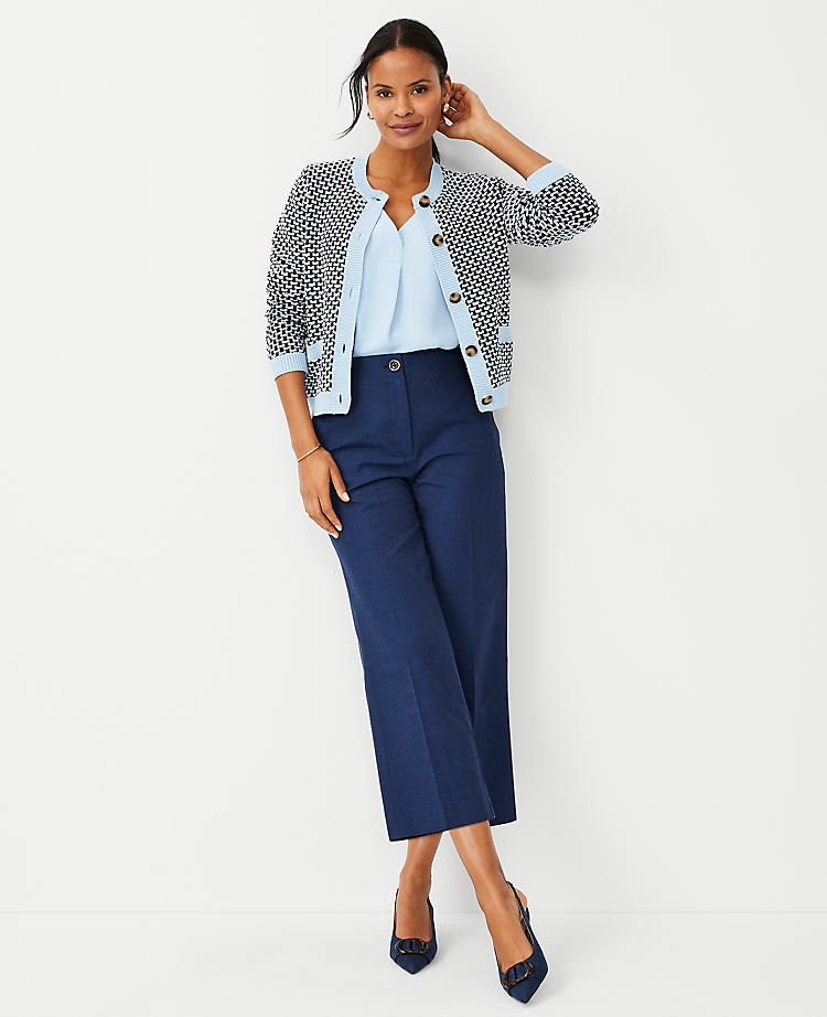 Anntaylor The Petite Kate Wide Leg Crop Pant in Polished Denim