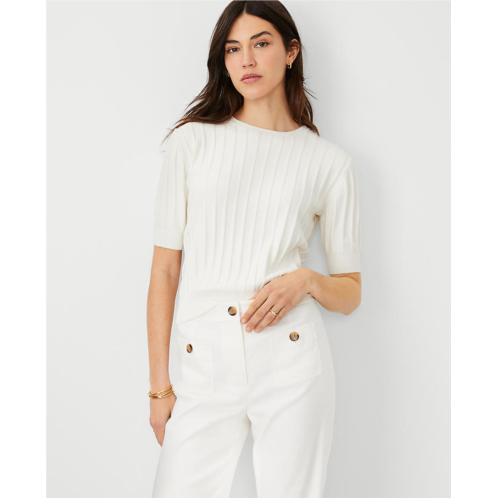 Anntaylor Wide Ribbed Elbow Sleeve Sweater Tee