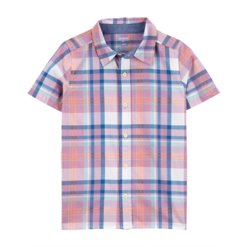 Carters Multi Kid Plaid Button-Front Short Sleeve Shirt