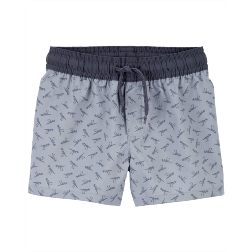 Carters Grey Toddler Dino Print Active Shorts in Moisture Wicking Fabric