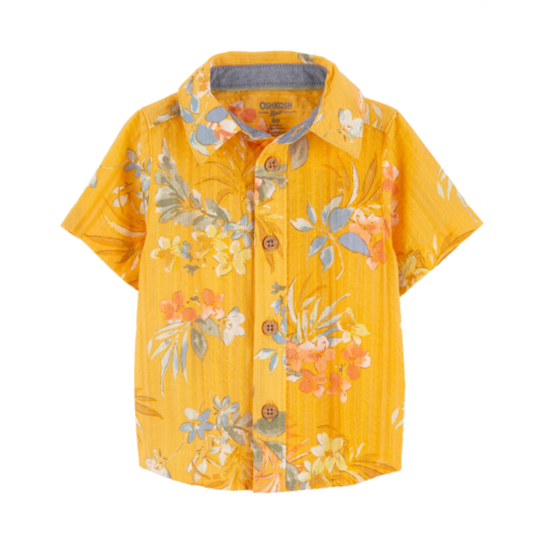 Carters Burnt Gold Baby Floral Print Seersucker Button-Front Shirt