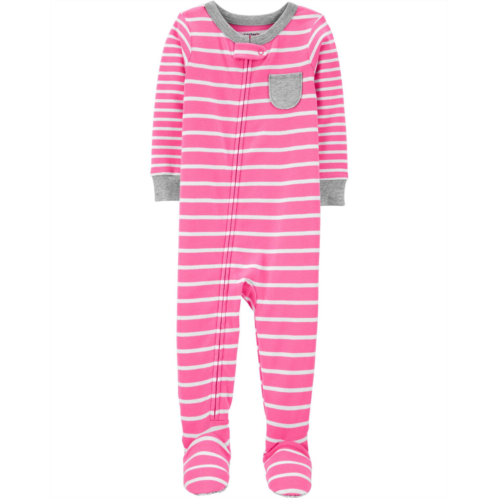 Carters Pink Toddler 1-Piece Striped 100% Snug Fit Cotton Footie Pajamas