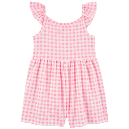 Carters Pink Toddler Gingham Cotton Romper
