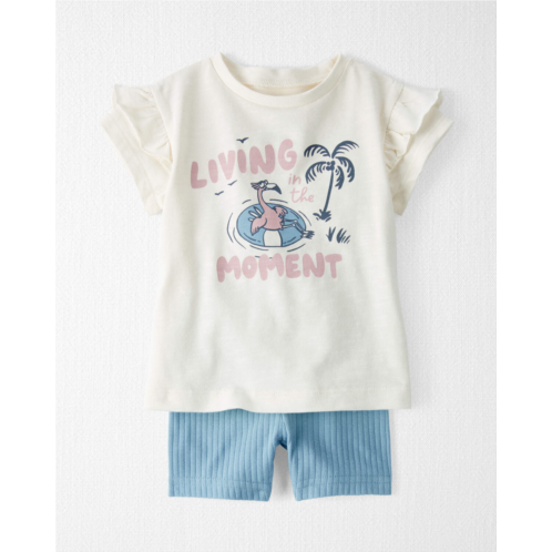 Carters Sweet Cream, Blue Baby 2-Piece Organic Cotton Living in the Moment Play Set