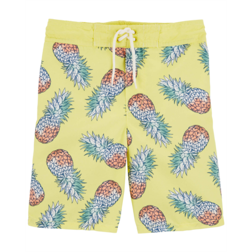 Carters Yellow Kid Pineapple Print Swim Trunks