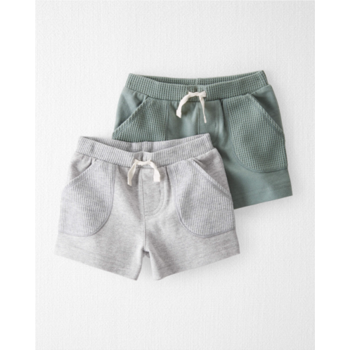 Carters Green, Grey Baby 2-Pack Organic Cotton Waffle Knit Shorts