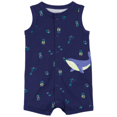 Carters Navy Baby Whale Snap-Up Romper