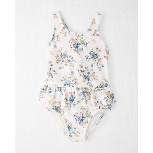 Carters Vintage Floral Print Toddler Recycled Ruffle Swimsuit