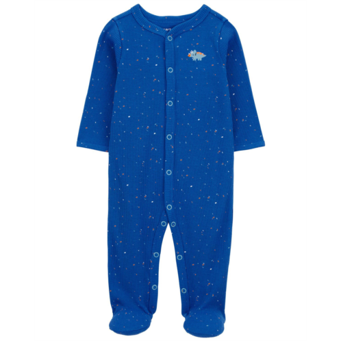 Carters Blue Baby Dinosaur Snap-Up Thermal Sleep & Play Pajamas