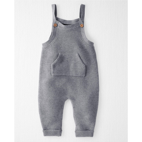 Carters Snowy Gray Baby Organic Sweater Knit Overalls in Dark Gray