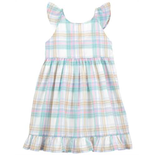 Oshkoshbgosh Blue Toddler Plaid Flutter Babydoll Dress | oshkosh.com