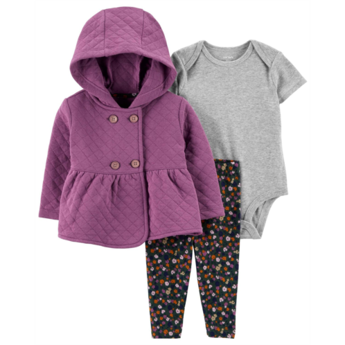 Carters Purple/Grey Baby 3-Piece Quilted Jacket Set