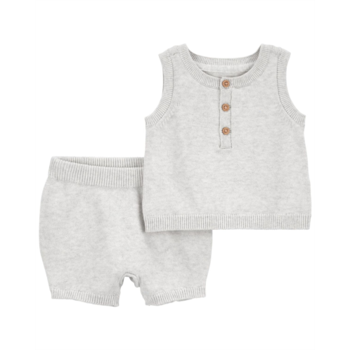 Carters Grey Baby 2-Piece Sweater Tank & Short Set