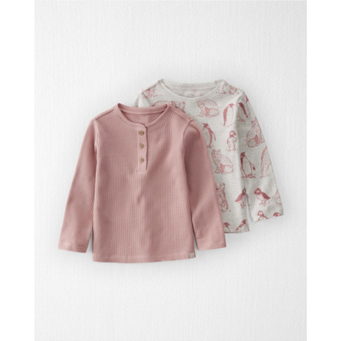 Carters Whisper Rose/Arctic Penguin Toddler 2-Pack Shirts Made With Organic Cotton