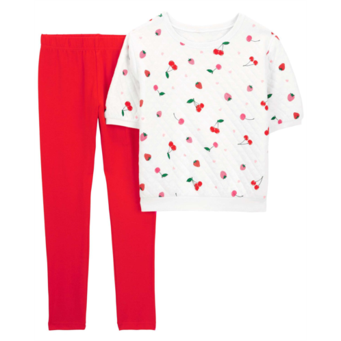 Carters White/Red Kid 2-Piece Cherry Top & Legging Set