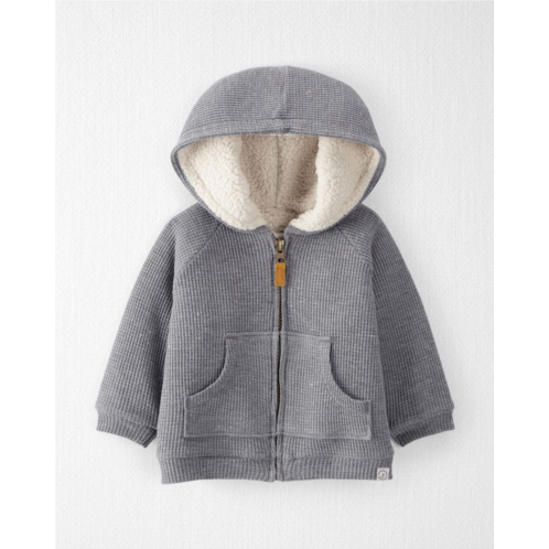 Carters Heather Grey Baby Waffle Knit Sherpa Jacket Made with Organic Cotton