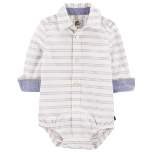 Oshkoshbgosh White Baby Striped Button-Front Bodysuit | oshkosh.com