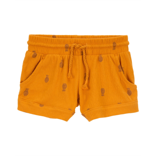Carters Gold Toddler Pineapple Pull-On Knit Gauze Shorts