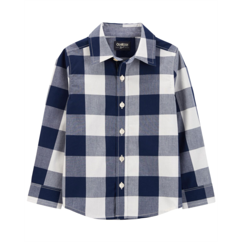 Oshkoshbgosh Navy Toddler Plaid Button-Front Shirt | oshkosh.com