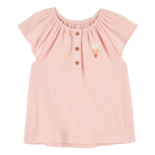 Carters Pink Toddler Ice Cream Crinkle Jersey Top