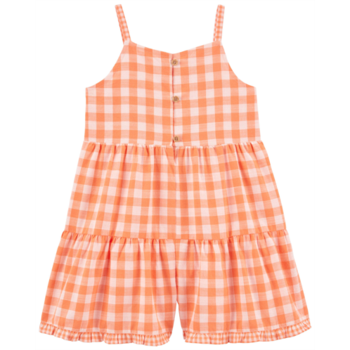 Carters Orange Toddler Gingham Poplin Romper