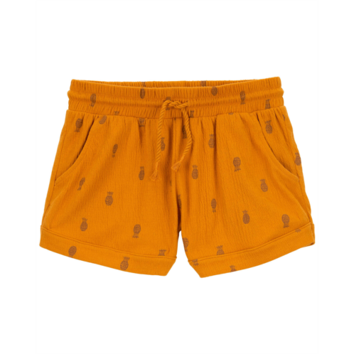 Carters Gold Kid Pineapple Pull-On Knit Gauze Shorts