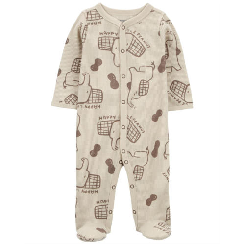 Carters Taupe Baby Elephant Snap-Up Thermal Sleep & Play Pajamas