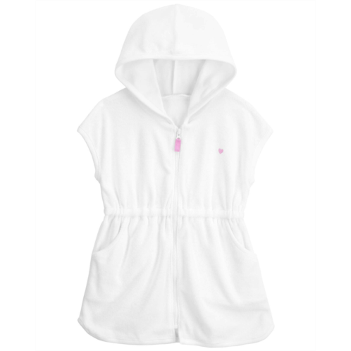 Carters White Baby Hooded Zip-Up Cover-Up