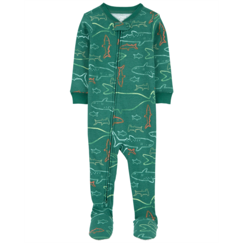 Carters Green Baby 1-Piece Shark 100% Snug Fit Cotton Footie Pajamas