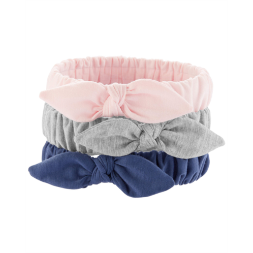 Oshkoshbgosh Pink/Navy/Grey Baby 3-Pack Bow Headwraps | oshkosh.com