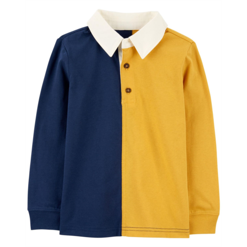 Carters Navy/Yellow Toddler Long-Sleeve Rugby Polo Shirt