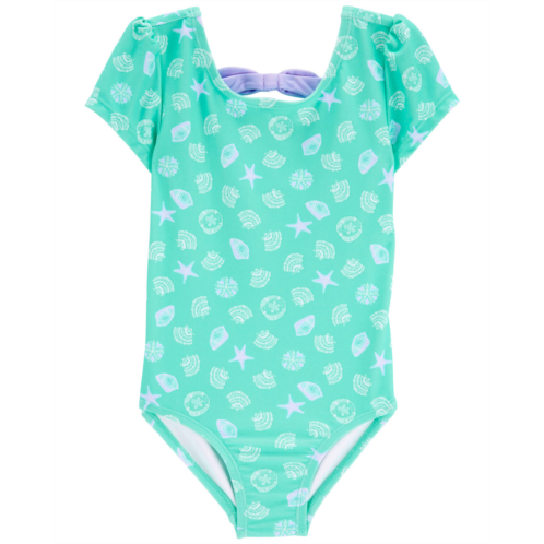 Carters Sea Blue Toddler Shell Print 1-Piece Swimsuit