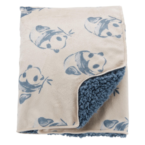 Carters Blue Baby Plush Panda Blanket