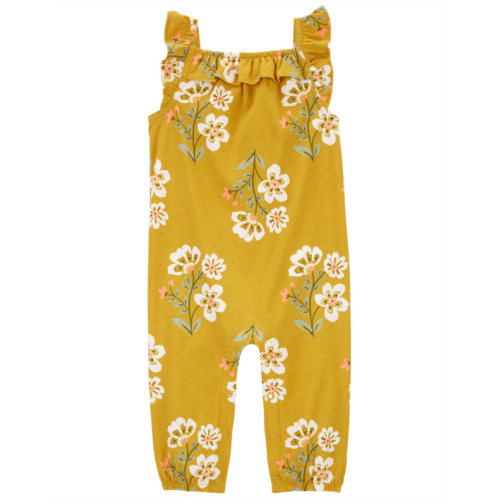 Carters Gold Baby Floral Cotton Jumpsuit