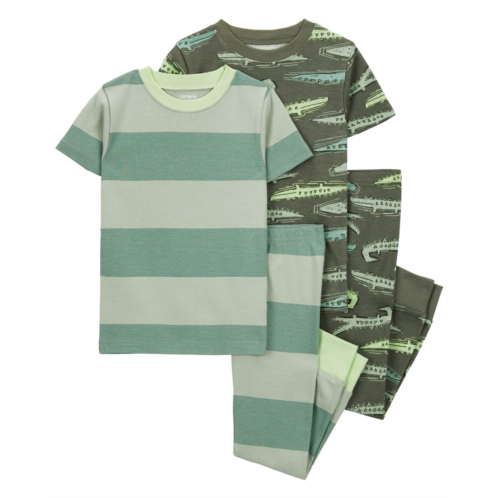 Carters Green Baby 4-Piece Rugby Stripe 100% Snug Fit Cotton Pajamas