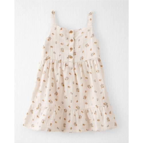 Oshkoshbgosh Sweet Cream Toddler Organic Cotton Floral Print Gauze Dress | oshkosh.com