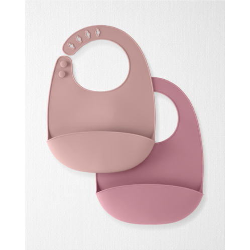 Carters Mauve Little Planet 2-Pack Silicone Bibs