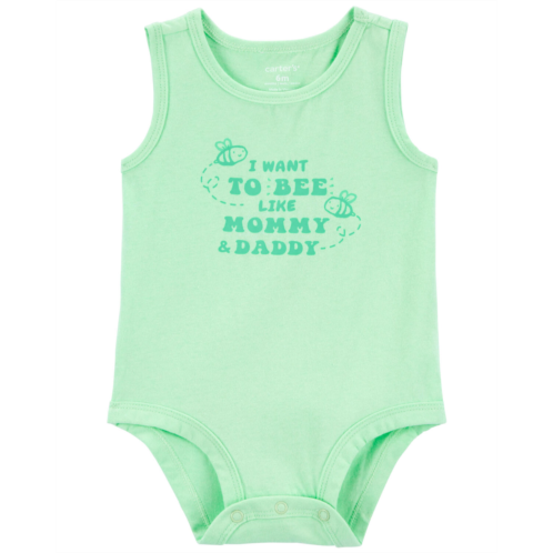 Oshkoshbgosh Green Baby Bee Like Mommy And Daddy Sleeveless Bodysuit | oshkosh.com