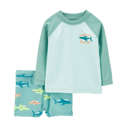Carters Green Baby 2-Piece Shark Rashguard Swim Set