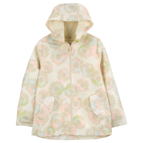 Carters Cream Floral Print Kid Floral Rain Jacket