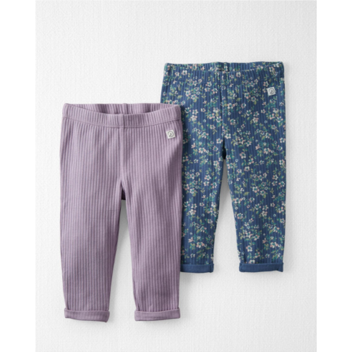 Oshkoshbgosh Pale Lilac, Blue Meadow Baby 2-Pack Ribbed Pants Made With Organic Cotton | oshkosh.com