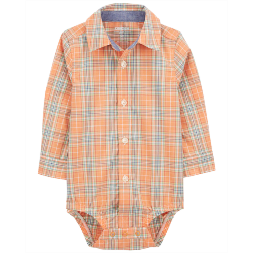Oshkoshbgosh Orange Baby Plaid Button-Front Bodysuit | oshkosh.com