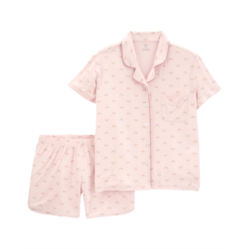 Carters Pink Adult Womens 2-Piece PurelySoft Rainbow Coat-Style Pajamas