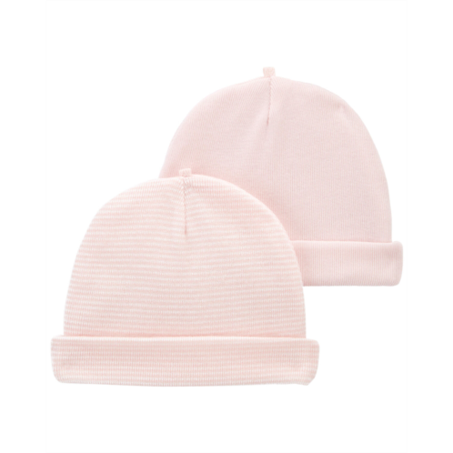 Carters Pink Baby 2-Pack Caps