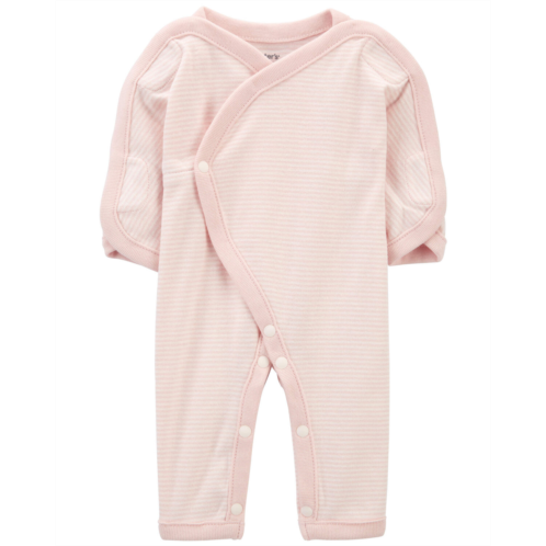 Carters Pink Baby Preemie Striped Cotton Sleep & Play Pajamas