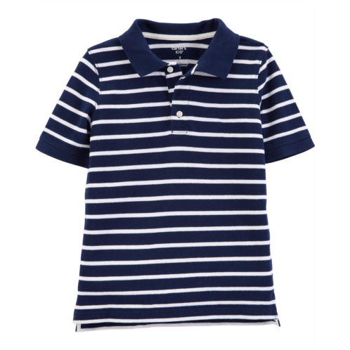 Oshkoshbgosh Navy/White Kid Navy Striped Pique Polo Shirt | oshkosh.com