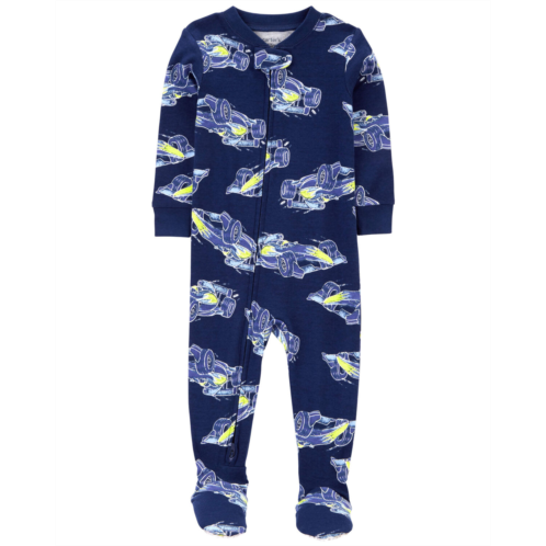 Carters Navy Toddler 1-Piece Race Car 100% Snug Fit Cotton Footie Pajamas