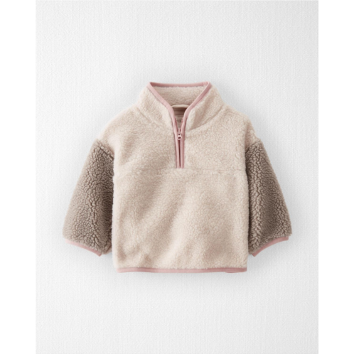 Carters Washed Taupe Baby Recycled Sherpa Quarter Zip Pullover